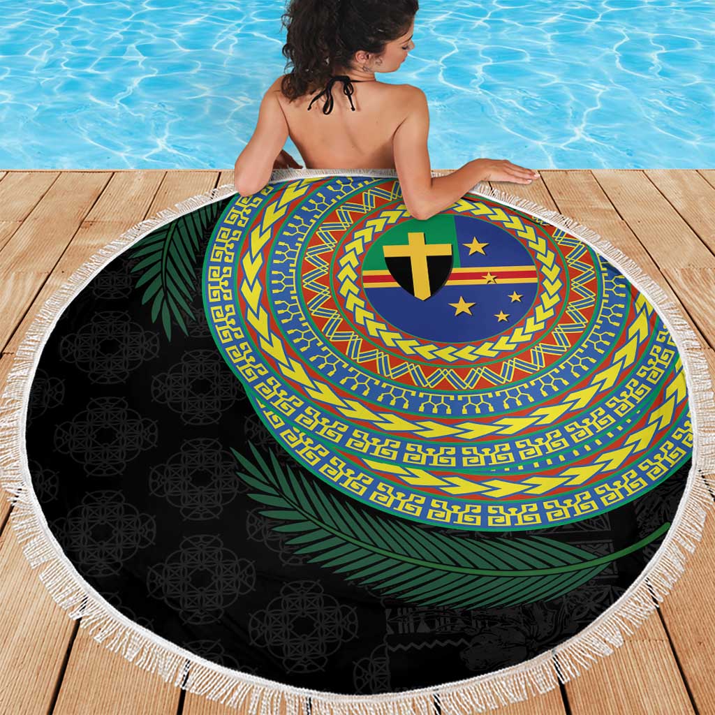 Tafea Tribal Tattoo with Namele Leaves Beach Blanket