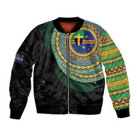 Tafea Tribal Tattoo with Namele Leaves Bomber Jacket LT03 Unisex Black - Polynesian Pride