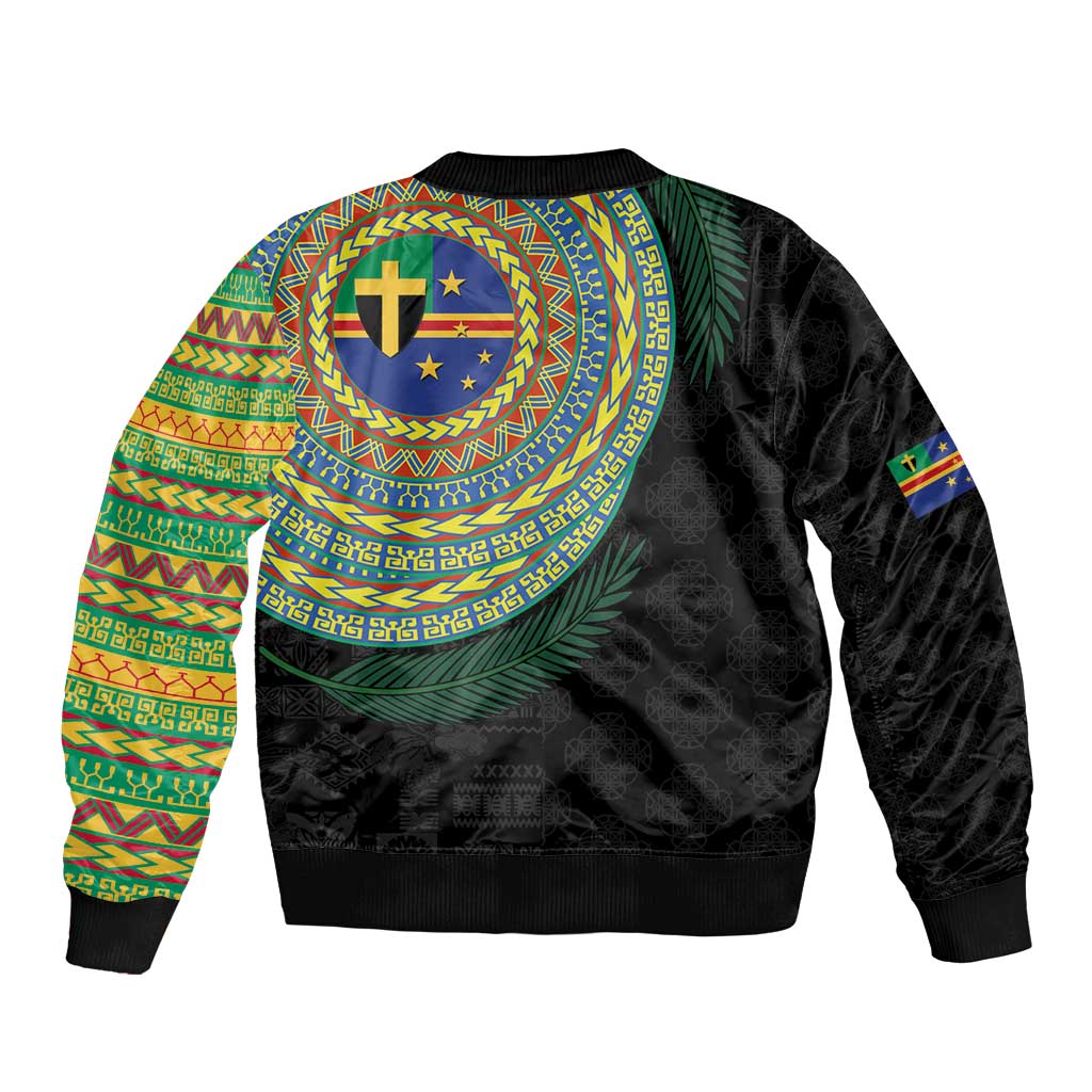 Tafea Tribal Tattoo with Namele Leaves Bomber Jacket LT03 - Polynesian Pride