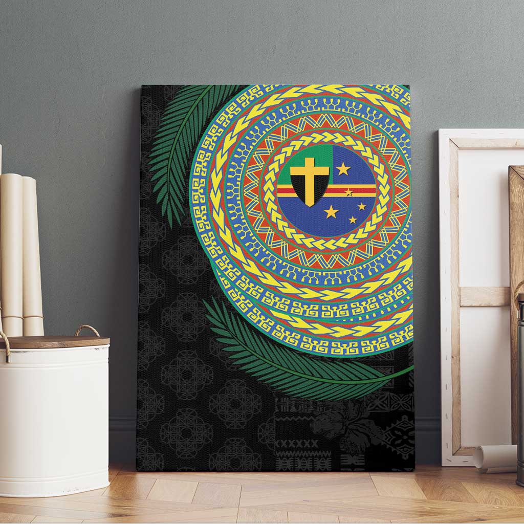 Tafea Tribal Tattoo with Namele Leaves Canvas Wall Art