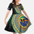 Tafea Tribal Tattoo with Namele Leaves Family Matching Off The Shoulder Long Sleeve Dress and Hawaiian Shirt