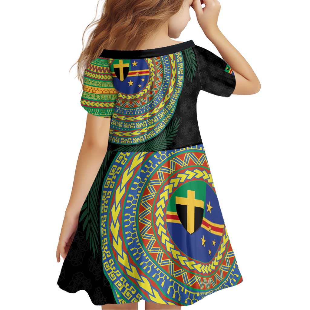 Tafea Tribal Tattoo with Namele Leaves Family Matching Off Shoulder Short Dress and Hawaiian Shirt