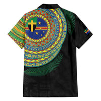 Tafea Tribal Tattoo with Namele Leaves Family Matching Off Shoulder Short Dress and Hawaiian Shirt