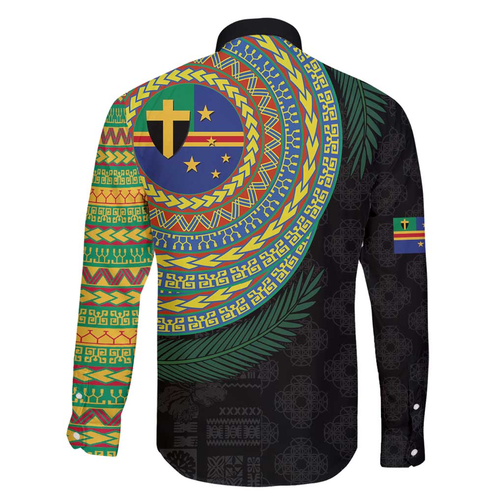 Tafea Tribal Tattoo with Namele Leaves Family Matching Off Shoulder Short Dress and Hawaiian Shirt