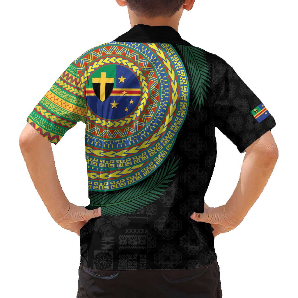 Tafea Tribal Tattoo with Namele Leaves Family Matching Puletasi and Hawaiian Shirt