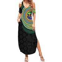Tafea Tribal Tattoo with Namele Leaves Family Matching Summer Maxi Dress and Hawaiian Shirt