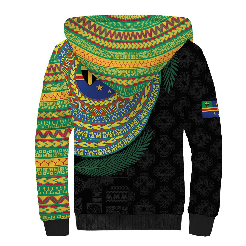 Tafea Tribal Tattoo with Namele Leaves Sherpa Hoodie