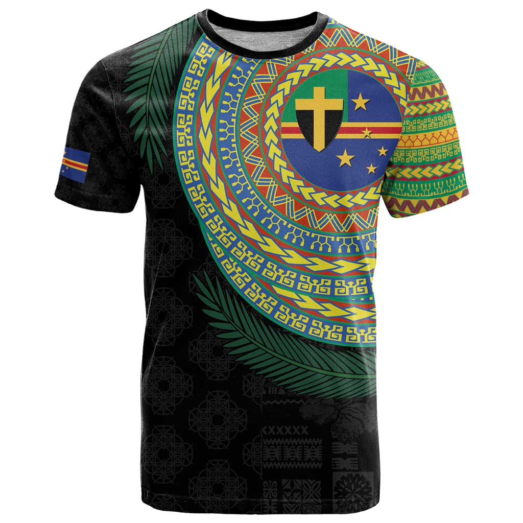 Tafea Tribal Tattoo with Namele Leaves T Shirt LT03 Black - Polynesian Pride