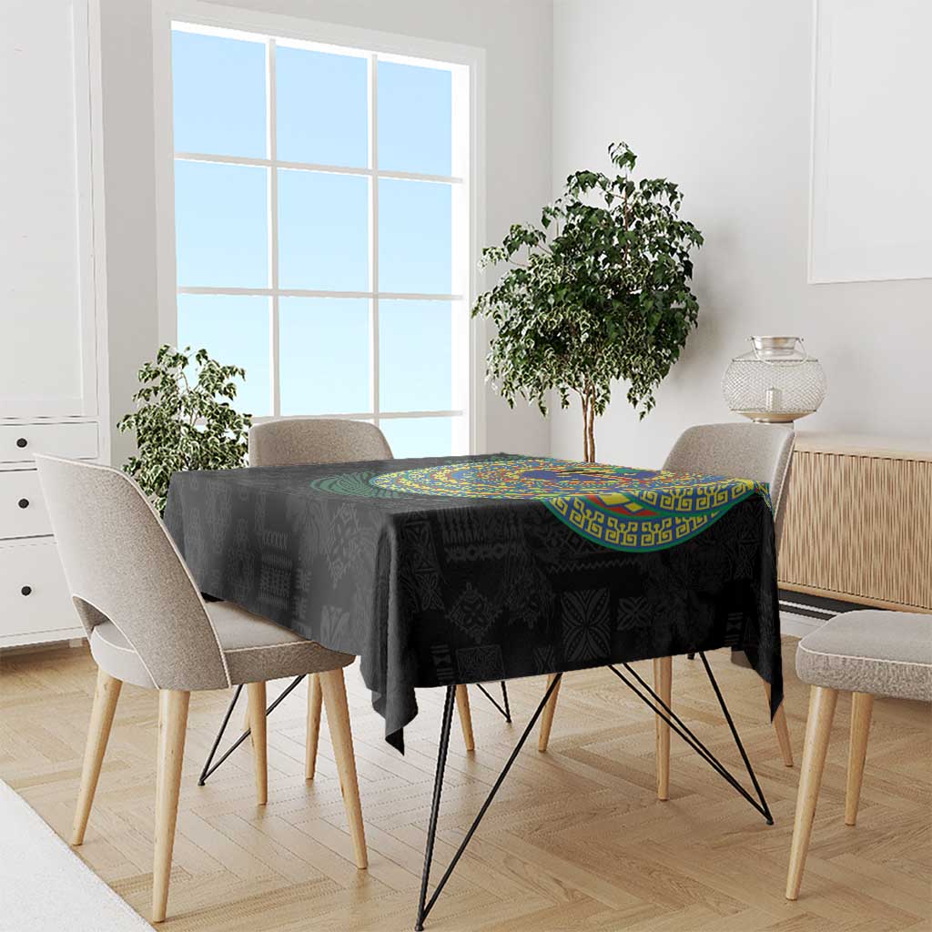 Tafea Tribal Tattoo with Namele Leaves Tablecloth