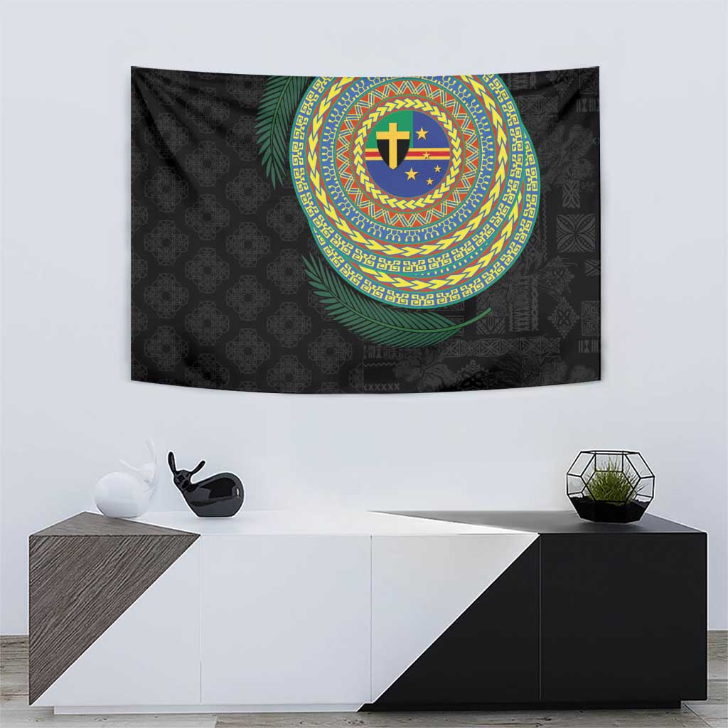 Tafea Tribal Tattoo with Namele Leaves Tapestry