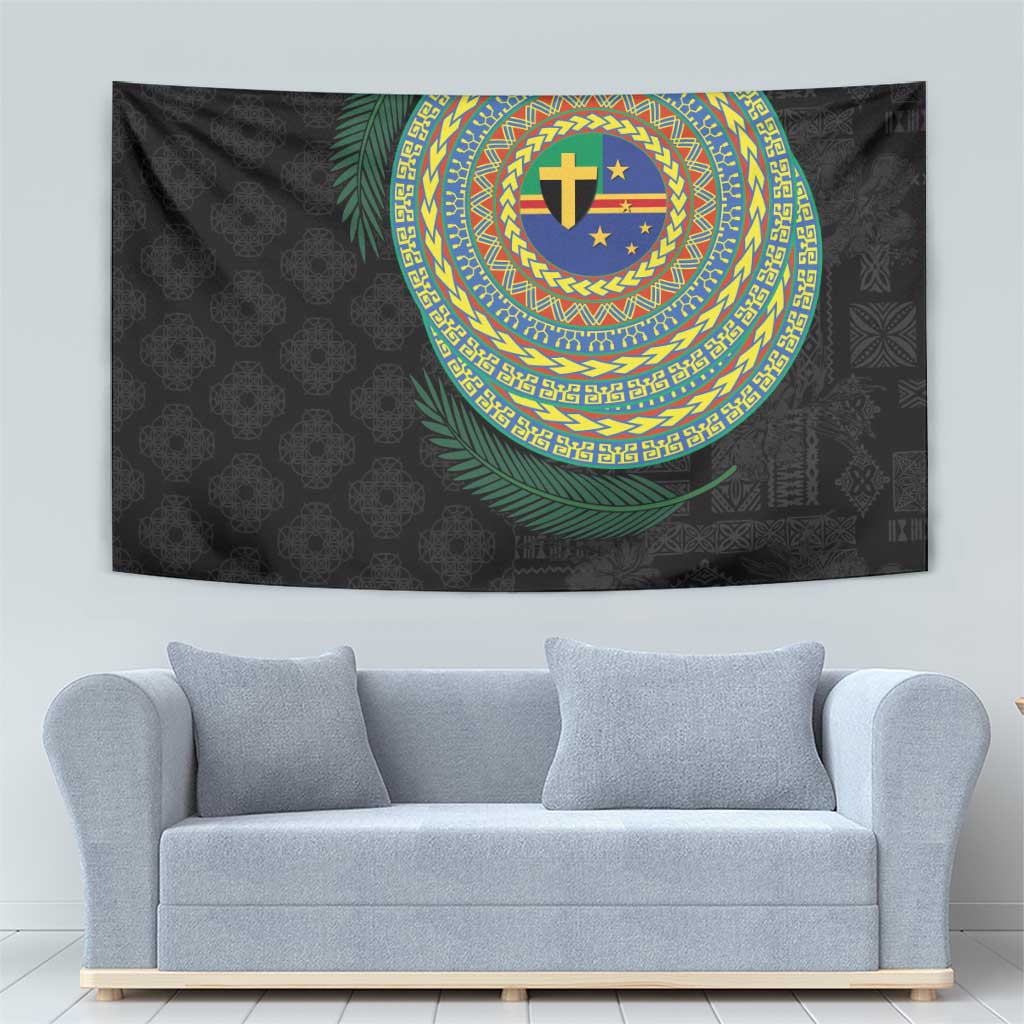 Tafea Tribal Tattoo with Namele Leaves Tapestry