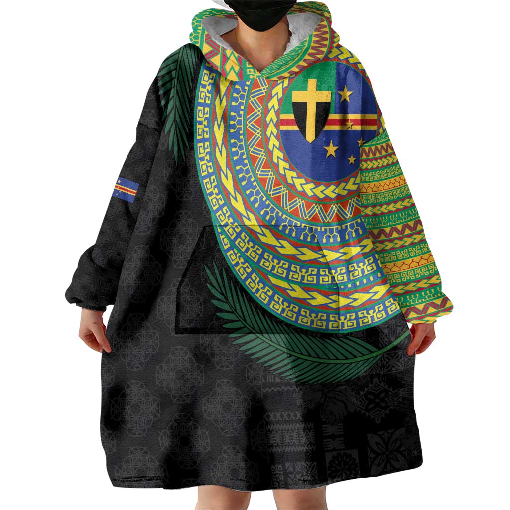 Tafea Tribal Tattoo with Namele Leaves Wearable Blanket Hoodie