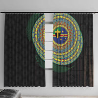 Tafea Tribal Tattoo with Namele Leaves Window Curtain LT03 With Hooks Black - Polynesian Pride