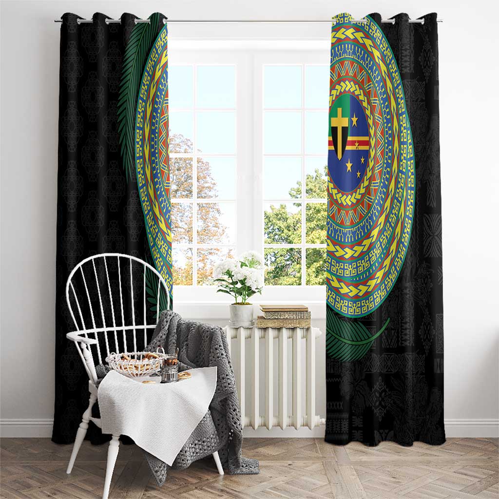 Tafea Tribal Tattoo with Namele Leaves Window Curtain LT03 - Polynesian Pride