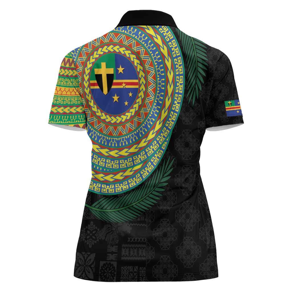 Tafea Tribal Tattoo with Namele Leaves Women Polo Shirt