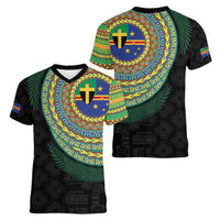 Tafea Tribal Tattoo with Namele Leaves Women V-Neck T-Shirt LT03 - Polynesian Pride