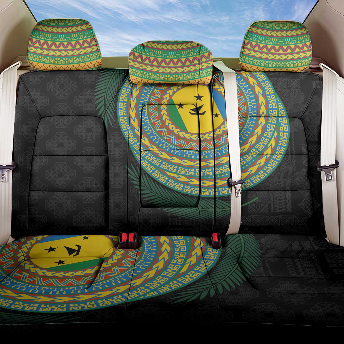 Malampa Tribal Tattoo with Namele Leaves Back Car Seat Cover