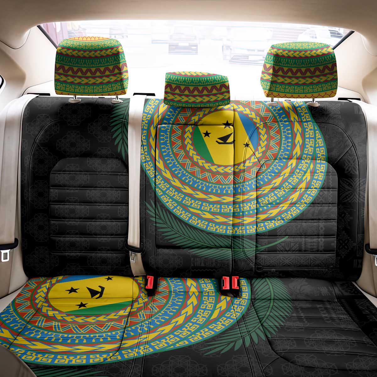 Malampa Tribal Tattoo with Namele Leaves Back Car Seat Cover