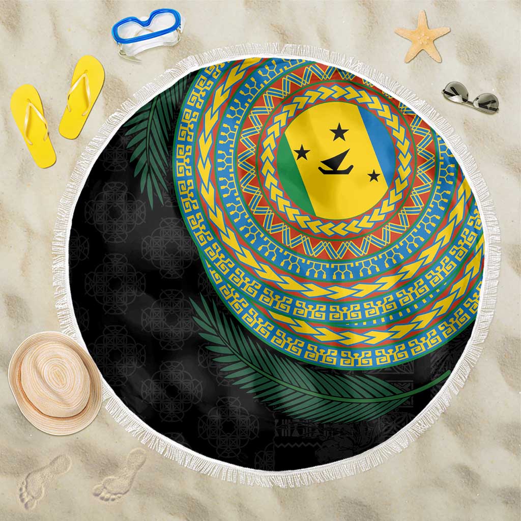 Malampa Tribal Tattoo with Namele Leaves Beach Blanket