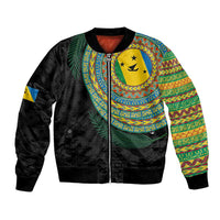 Malampa Tribal Tattoo with Namele Leaves Bomber Jacket LT03 Unisex Black - Polynesian Pride