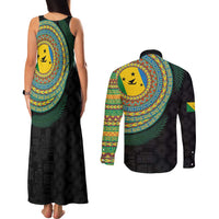 Malampa Tribal Tattoo with Namele Leaves Couples Matching Tank Maxi Dress and Long Sleeve Button Shirt LT03 - Polynesian Pride