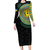 Malampa Tribal Tattoo with Namele Leaves Family Matching Long Sleeve Bodycon Dress and Hawaiian Shirt