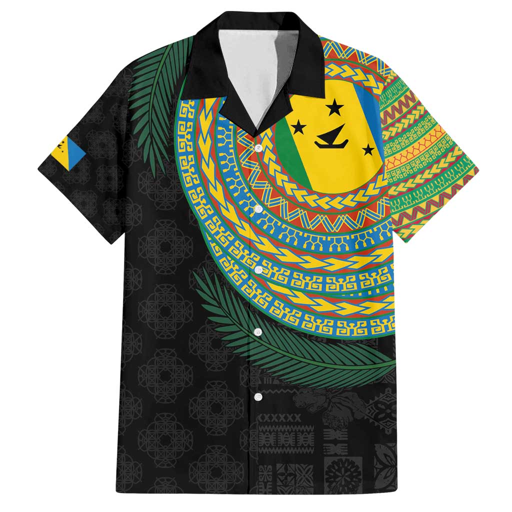 Malampa Tribal Tattoo with Namele Leaves Family Matching Off Shoulder Maxi Dress and Hawaiian Shirt