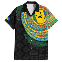 Malampa Tribal Tattoo with Namele Leaves Family Matching Off Shoulder Short Dress and Hawaiian Shirt