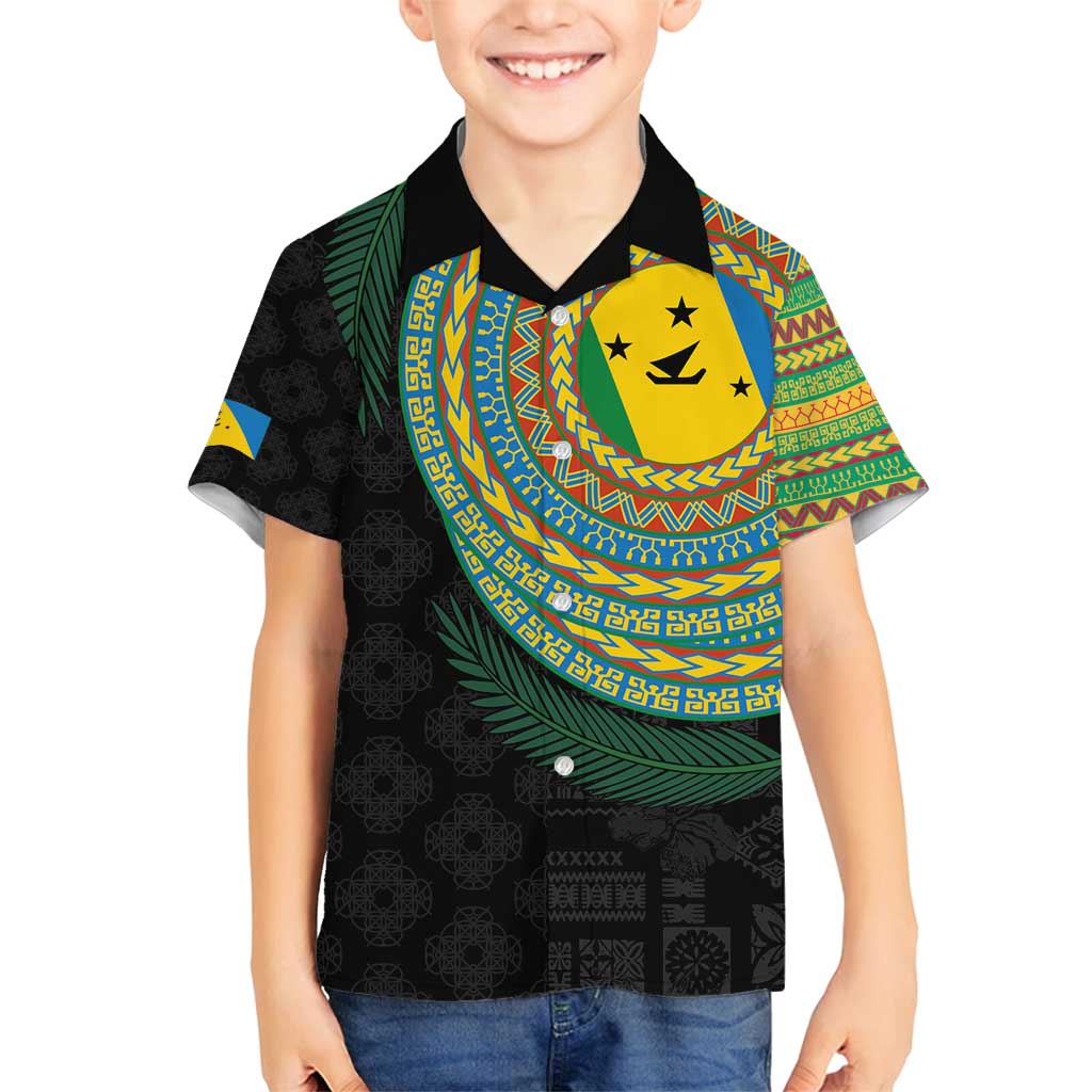 Malampa Tribal Tattoo with Namele Leaves Family Matching Off Shoulder Short Dress and Hawaiian Shirt