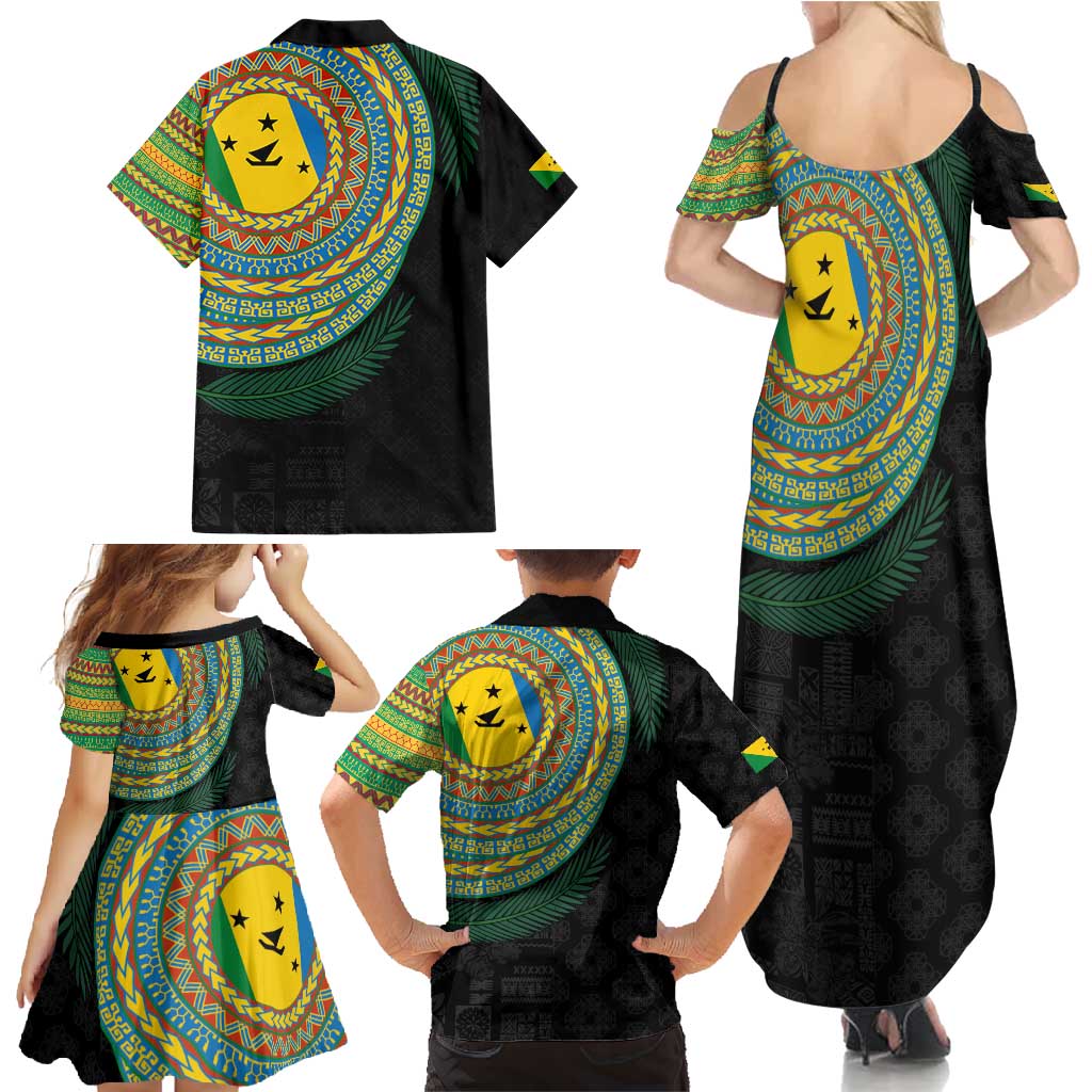 Malampa Tribal Tattoo with Namele Leaves Family Matching Summer Maxi Dress and Hawaiian Shirt