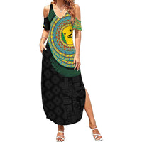 Malampa Tribal Tattoo with Namele Leaves Family Matching Summer Maxi Dress and Hawaiian Shirt