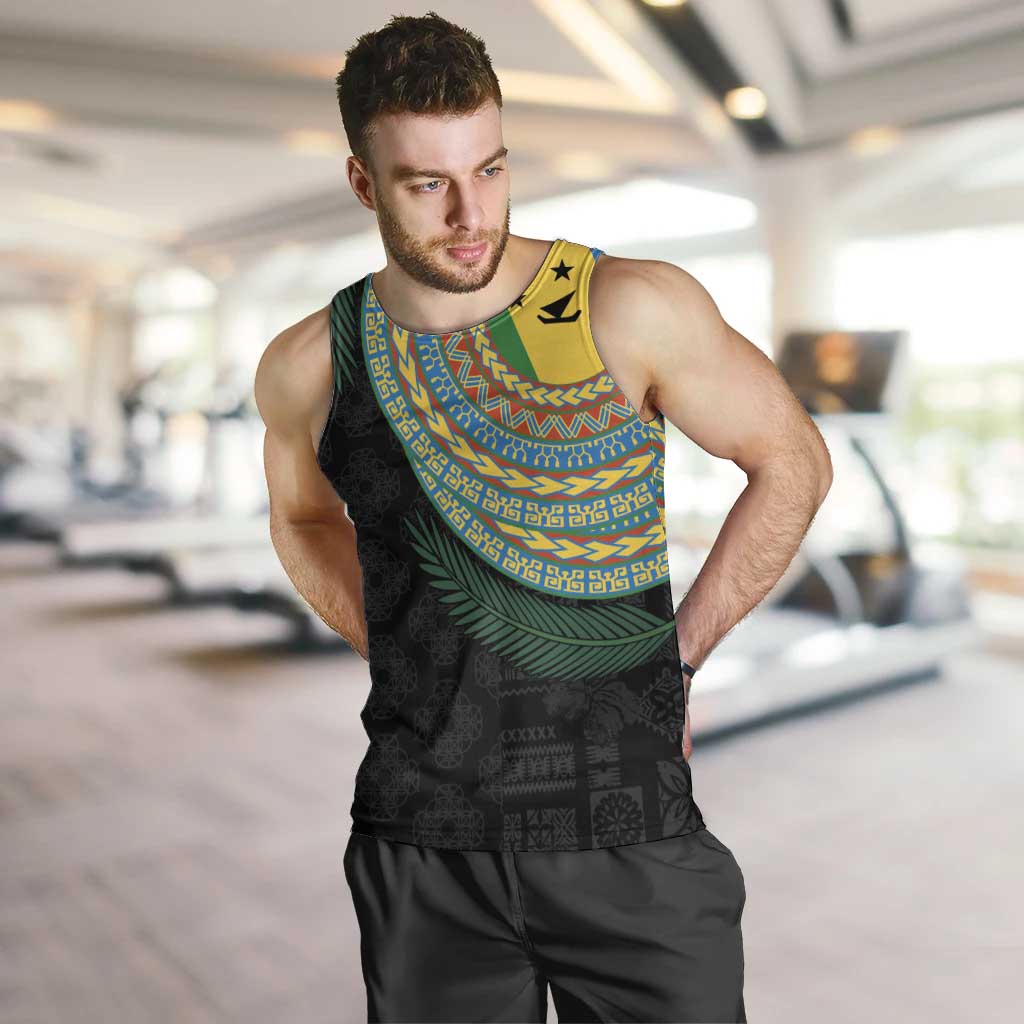 Malampa Tribal Tattoo with Namele Leaves Men Tank Top