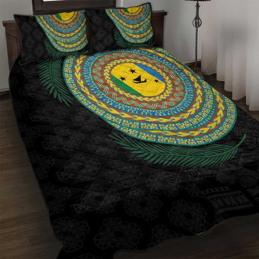 Malampa Tribal Tattoo with Namele Leaves Quilt Bed Set