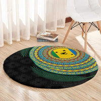 Malampa Tribal Tattoo with Namele Leaves Round Carpet