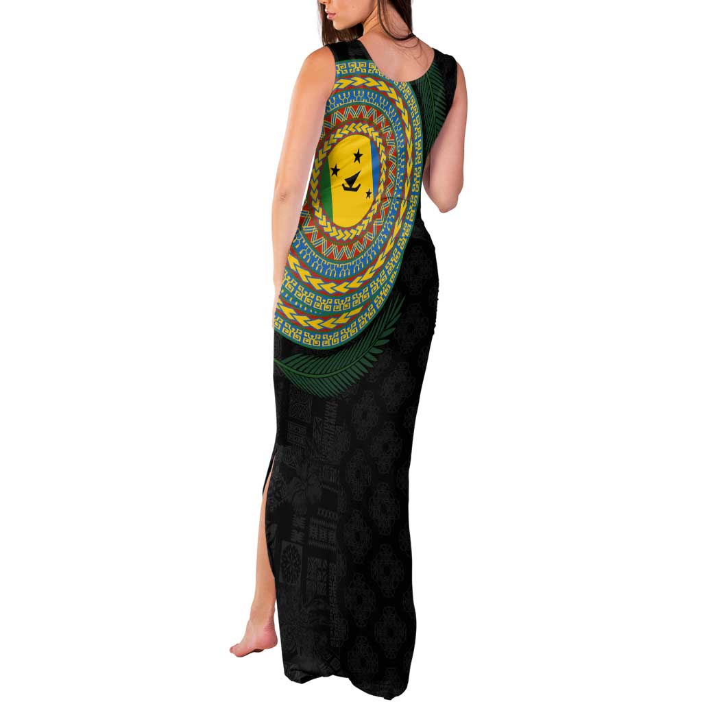 Malampa Tribal Tattoo with Namele Leaves Tank Maxi Dress