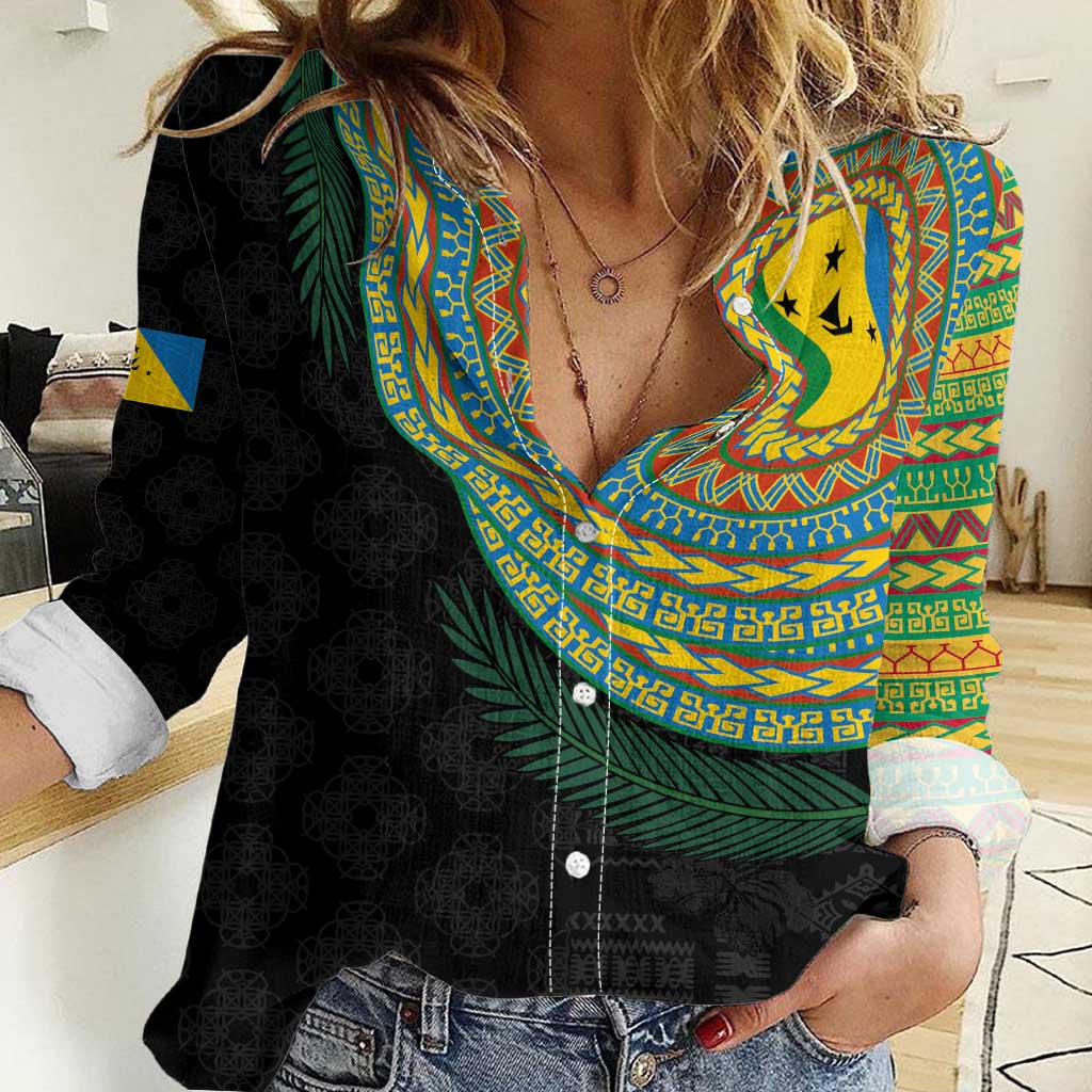 Malampa Tribal Tattoo with Namele Leaves Women Casual Shirt