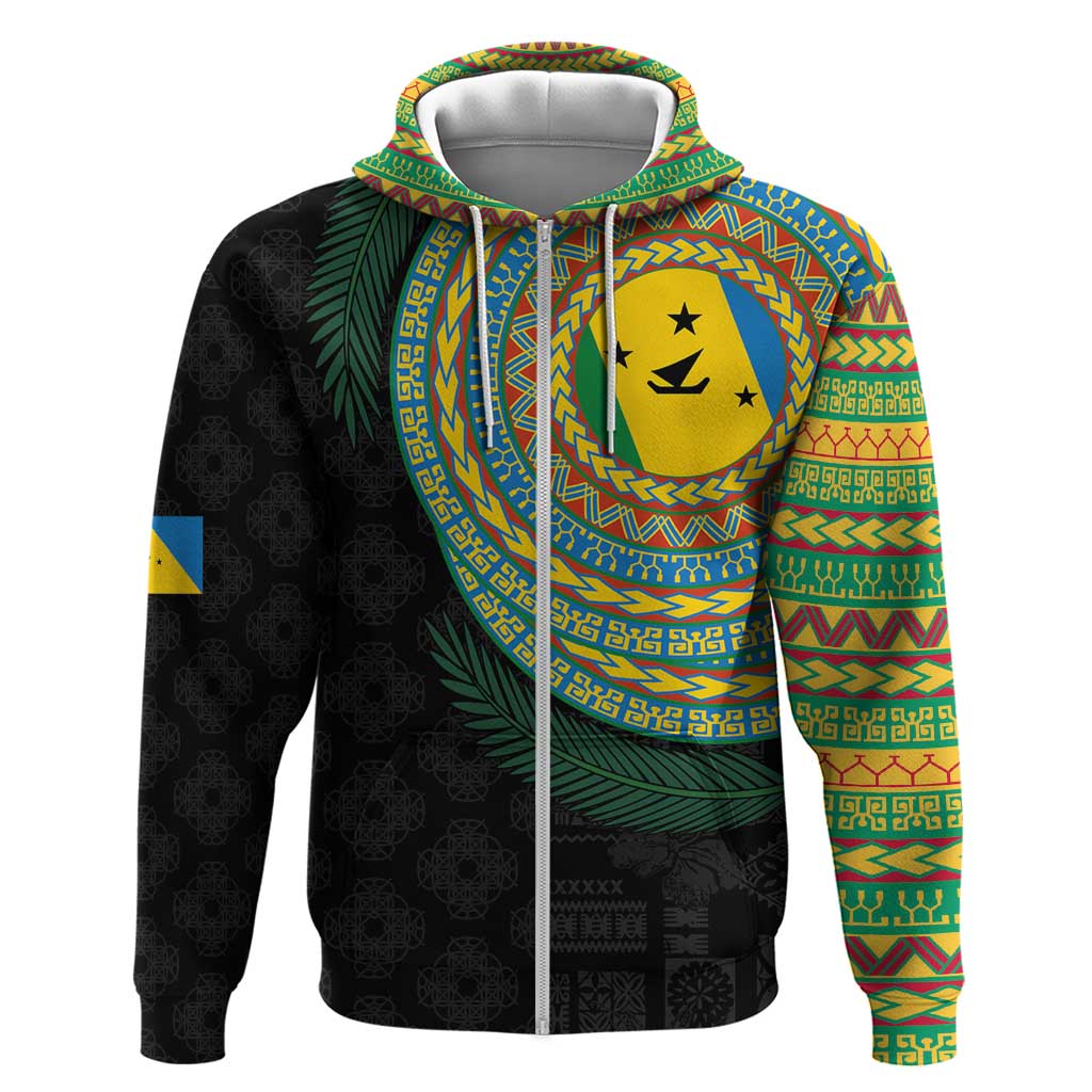 Malampa Tribal Tattoo with Namele Leaves Zip Hoodie