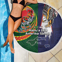 Manuʻa Islands and American Samoa Together Beach Blanket Rooster and Eagle Mascot National Map and Flag Style