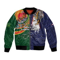 Manuʻa Islands and American Samoa Together Bomber Jacket Rooster and Eagle Mascot National Map and Flag Style