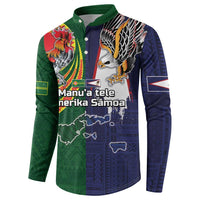 Manuʻa Islands and American Samoa Together Button Sweatshirt Rooster and Eagle Mascot National Map and Flag Style