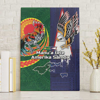 Manuʻa Islands and American Samoa Together Canvas Wall Art Rooster and Eagle Mascot National Map and Flag Style