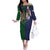 Manuʻa Islands and American Samoa Together Family Matching Off The Shoulder Long Sleeve Dress and Hawaiian Shirt Rooster and Eagle Mascot National Map and Flag Style