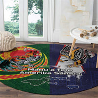 Manuʻa Islands and American Samoa Together Round Carpet Rooster and Eagle Mascot National Map and Flag Style