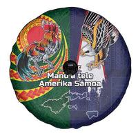 Manuʻa Islands and American Samoa Together Spare Tire Cover Rooster and Eagle Mascot National Map and Flag Style