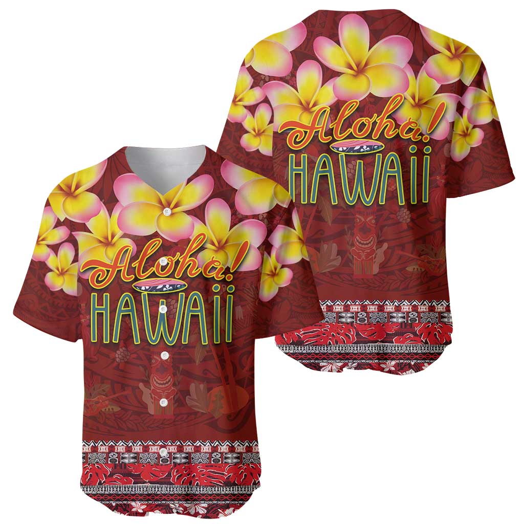 Aloha Plumeria Flowers Baseball Jersey With Hawaiian Style Tapa Tribal LT03 - Polynesian Pride