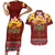 Aloha Plumeria Flowers Couples Matching Short Sleeve Bodycon Dress and Hawaiian Shirt With Hawaiian Style Tapa Tribal