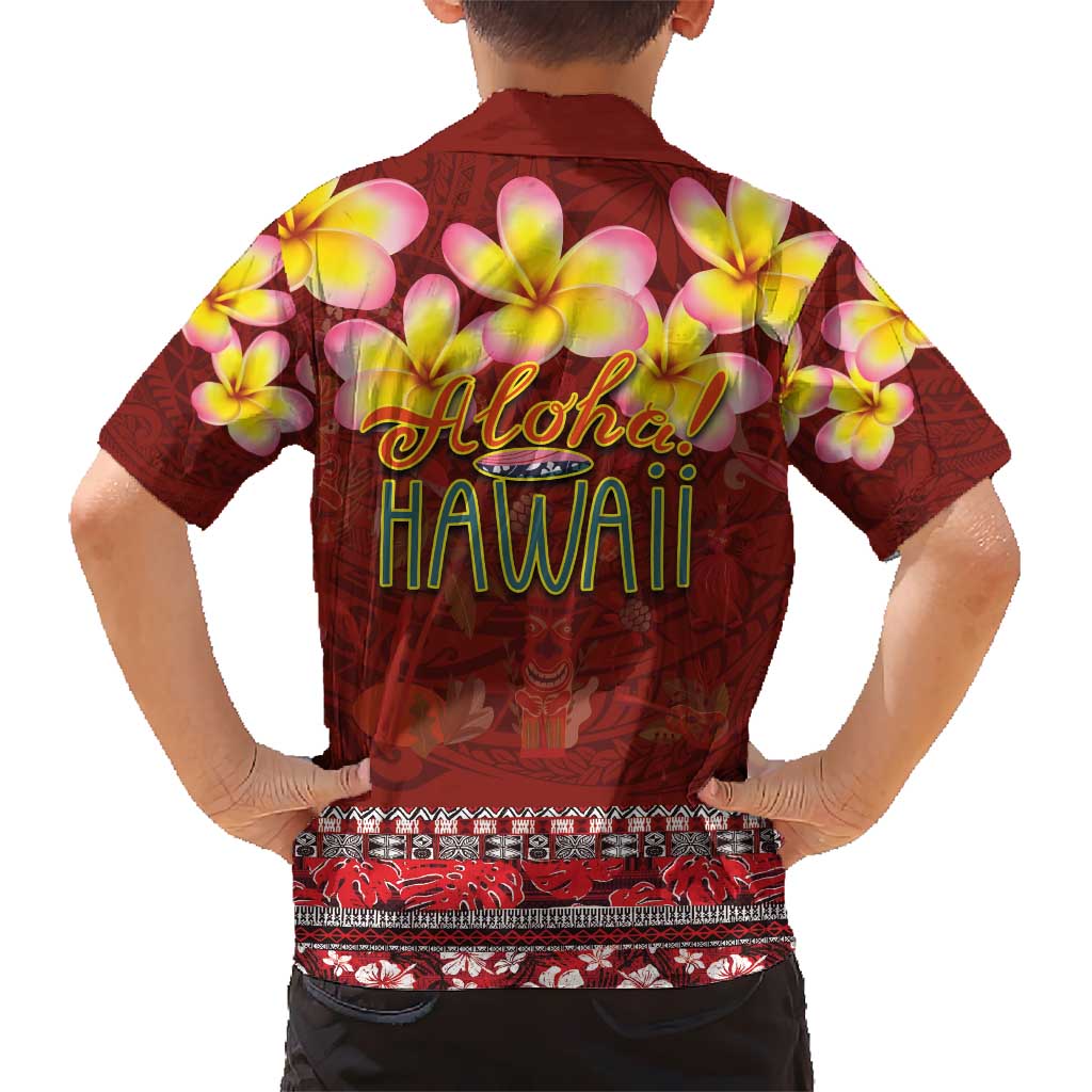 Aloha Plumeria Flowers Kid Hawaiian Shirt With Hawaiian Style Tapa Tribal LT03 - Polynesian Pride