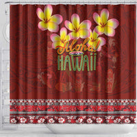 Aloha Plumeria Flowers Shower Curtain With Hawaiian Style Tapa Tribal LT03 - Polynesian Pride