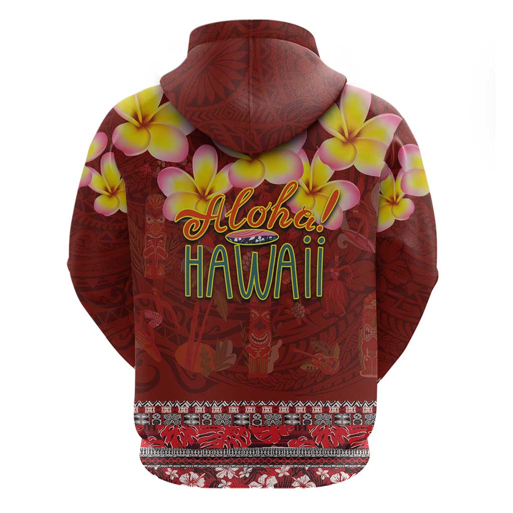 Aloha Plumeria Flowers Zip Hoodie With Hawaiian Style Tapa Tribal LT03 - Polynesian Pride