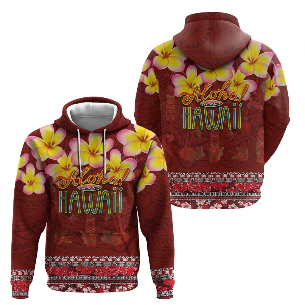 Aloha Plumeria Flowers Zip Hoodie With Hawaiian Style Tapa Tribal LT03 - Polynesian Pride